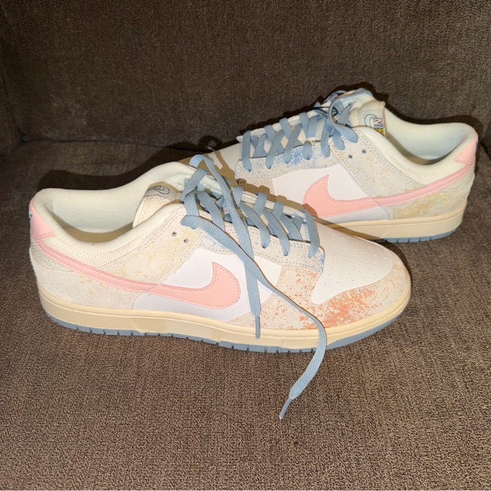 Nike Mens Dunk Oxidized Pink Low-Top Sneakers - Pastel Pink & Blue Size 12.5 NEW